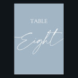 Numéro De Table Dusty bleu minimaliste élégant table huit<br><div class="desc">Elégante table minimaliste bleu Dusty huit Numéro de tableau Objets correspondants disponibles.</div>