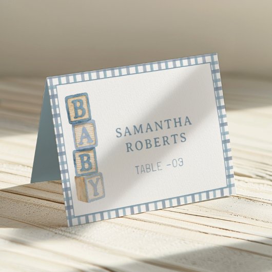 Numéro De Table Dusty Blue Baby Blocks Editable Tent Cards