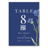 Numéro De Table Dusty Blue Bold Photo Code QR élégant (Par défaut)