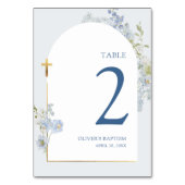 Numéro De Table Dusty Blue Delphinium Floral Arched Boy Baptism (Par défaut)