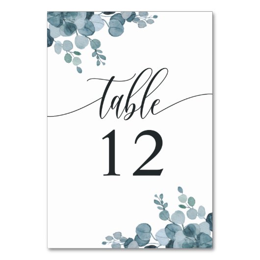 Numéro De Table Dusty Blue Eucalyptus Mariage de verdure (Dos)
