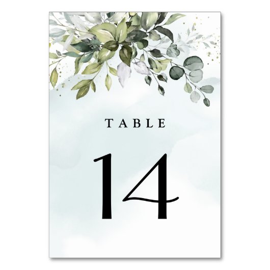 Numéro De Table Dusty Blue Eucalyptus Vert Mariage Succulent (Dos)