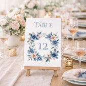 Numéro De Table Dusty Blue Floral Event Sign for