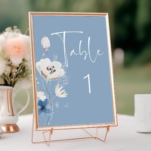 Numéro De Table Dusty Blue Floral Mariage