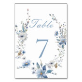 Numéro De Table Dusty Blue Floral Mariage de la végétation de prin (Dos)