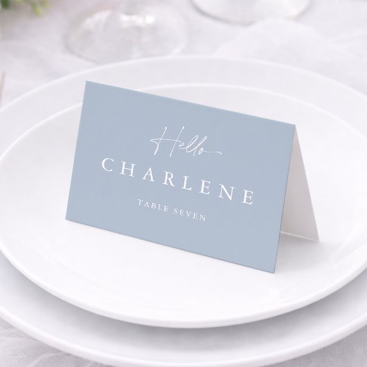 Numéro De Table Dusty Blue Folded Wedding Place Card