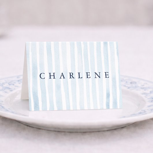 Numéro De Table Dusty Blue French Stripe Place Card