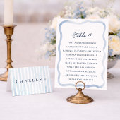 Numéro De Table Dusty Blue French Stripe Place Card