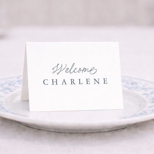 Numéro De Table Dusty Blue French Wedding Place Card