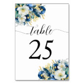 Numéro De Table Dusty Blue Gold Parties scintillant Floral Mariage (Dos)