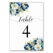 Numéro De Table Dusty Blue Gold Parties scintillant Floral Numéro (Dos)