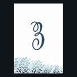 Numéro De Table Dusty Blue Greenery Wedding Table Number Card<br><div class="desc">Bring a polished and cohesive look to your reception tables with these elegant botanical wedding table number cards. Featuring soft dusty blue and muted green foliage along the base, this design adds a subtle, nature-inspired accent while maintaining a clean and modern aesthetic. The large script table number creates a graceful...</div>