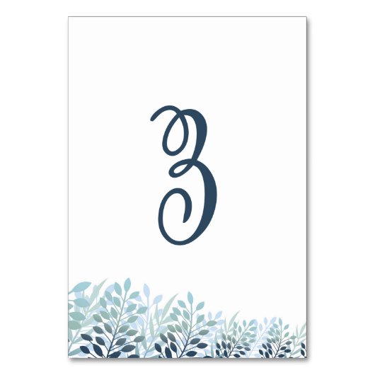 Numéro De Table Dusty Blue Greenery Wedding Table Number Card (Par défaut)