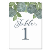 Numéro De Table Dusty Blue Hydrangea Floral Numéro de Mariage (Dos)