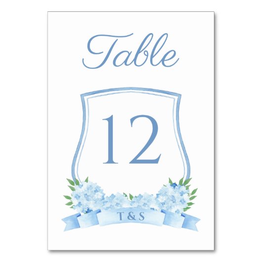 Numéro De Table Dusty Blue intemporel Hydrangea Crest Mariage (Dos)