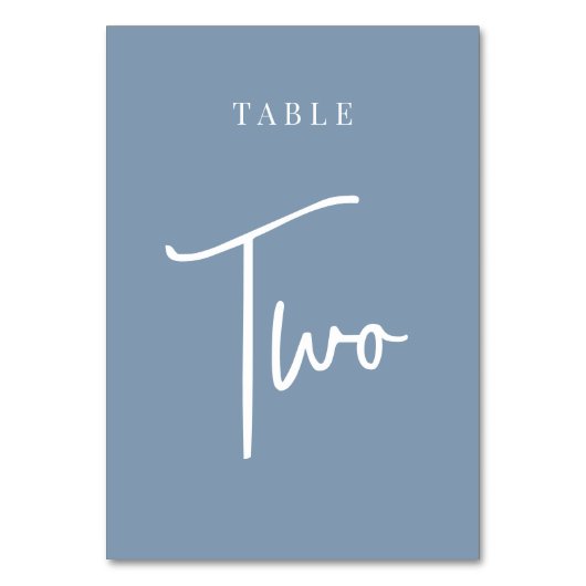 Numéro De Table Dusty Blue Main Scripté Table DEUX (Dos)