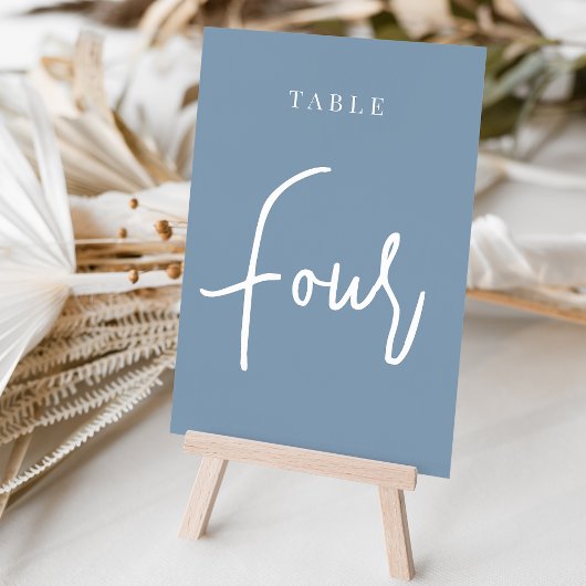 Numéro De Table Dusty Blue Main Scripté Tableau QUATRE