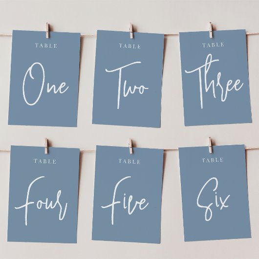 Numéro De Table Dusty Blue Main Scripté Tableau QUATRE