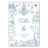 Numéro De Table Dusty Blue main tiré Mariage lunaire (Par défaut)