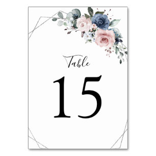 Numéro De Table Dusty Blue Mauve Greenery Floral Géométrique Table