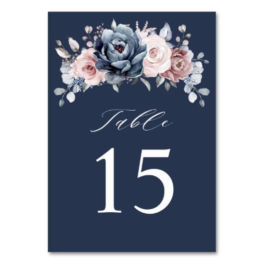 Numéro De Table Dusty Blue Mauve Rose rose ardoise Florale Mariage (Par défaut)