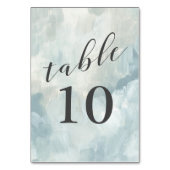 Numéro De Table Dusty Blue Moderne Abstrait Brushstrokes Mariage (Dos)