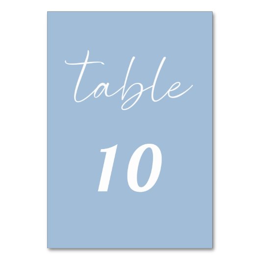 Numéro De Table Dusty blue script elegant minimalist wedding (Par défaut)