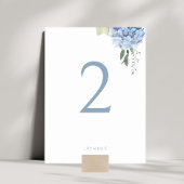 Numéro De Table Dusty Blue sur White Hydrangea Mariage Numéro de t