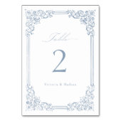 Numéro De Table Dusty Blue Vintage Frame Elegant Script Mariage (Dos)