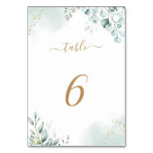 Numéro De Table Dusty Gold Eucalyptus Feuille Mariage de verdure (Dos)