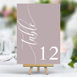 Numéro De Table Dusty Lavender Moderne Mariage de calligraphie<br><div class="desc">Guidez vos invités à leurs sièges avec ces élégants numéros de table en lavande violet violet de lave poussiéreuse. Avec un design minimaliste et une calligraphie moderne, ces numéros de table ajoutent une touche de sophistication à votre réception de mariage. La typographie arrière - plan douce et propre et élégante...</div>
