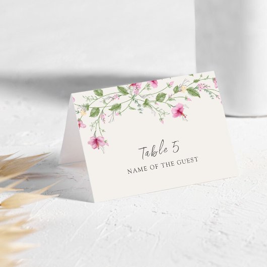 Numéro De Table Dusty Navy Blue Pink Hibiscus Wedding Place Card