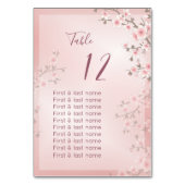 Numéro De Table Dusty Pink Wedding Guest Names  (Dos)