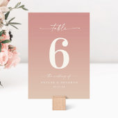 Numéro De Table Dusty Rose & Champagne Ombre Mariage monogramme