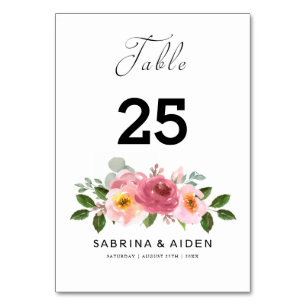 Numéro De Table Dusty Rose Mariage floral rose pâle
