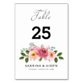 Numéro De Table Dusty Rose | Mariage floral rose pâle (Dos)