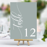 Numéro De Table Dusty Sage Moderne Mariage de calligraphie<br><div class="desc">Guidez vos invités à leurs sièges avec ces élégants numéros de table mariage vert sauge et poussiéreux. Avec un design minimaliste et une calligraphie moderne, ces numéros de table ajoutent une touche de sophistication à votre réception de mariage. La typographie arrière - plan douce et propre et élégante assure une...</div>