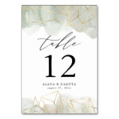 Numéro De Table Dusty Sage Vert Aquarelle Or Mariage géométrique (Dos)