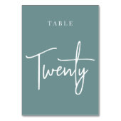 Numéro De Table Dusty Turquoise à la main, table à 20° (Par défaut)