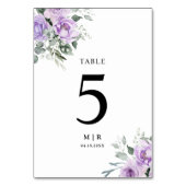 Numéro De Table Dusty violet Rustique Mariage floral (Dos)