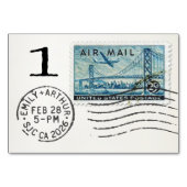 Numéro De Table E&A Wedding Reception Table Card 1 Air Mail Stamp (Devant)