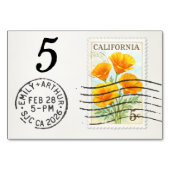 Numéro De Table E&A Wedding Reception Table Card 5 CA Poppies (Dos)