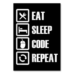 Numéro De Table Eat Sleep Code Répétition Coding Programmer Ingéni