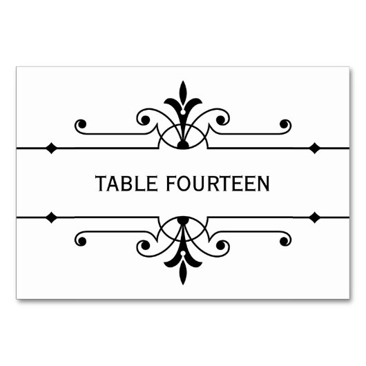 Numéro De Table Ebony v2 Fancy Ornamy Mariage Table Card (Devant)