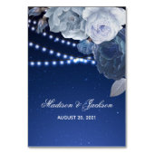 Numéro De Table Éclairage à cordes étoiles Mariage élégant bleu (Dos)