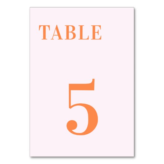 Numéro De Table Écrasage d'abricot rose orange Tableau 7 Mariage (Par défaut)