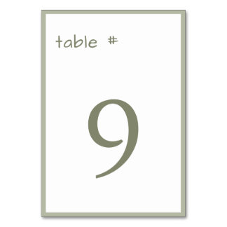 Numéro De Table Écriture Décontractée Dusty Vert Minimale