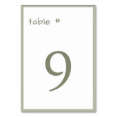 Numéro De Table Écriture Décontractée Dusty Vert Minimale (Dos)