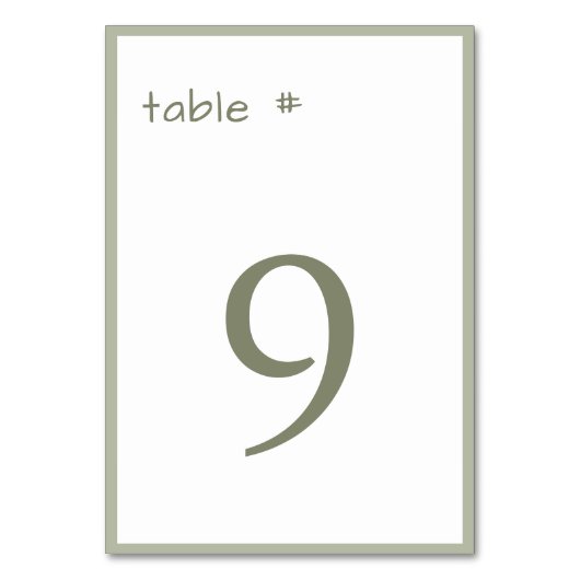 Numéro De Table Écriture Décontractée Dusty Vert Minimale (Dos)