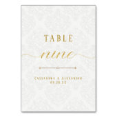 Numéro De Table Écriture Élégante Blanche Dentelle Or Mariage Neuf (Dos)